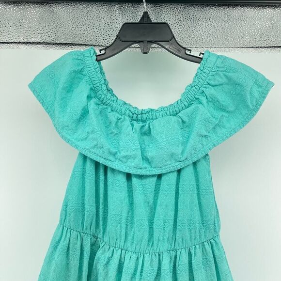 OshKosh Toddler Girl’s Blue Ruffle Off The Shoulder Embroidered Cotton Dress 5T - Picture 3 of 11